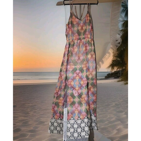 Forever 21 Double Slit Maxi Dress Size Medium Fairycore Whimsical Boho Chic - Picture 1 of 12